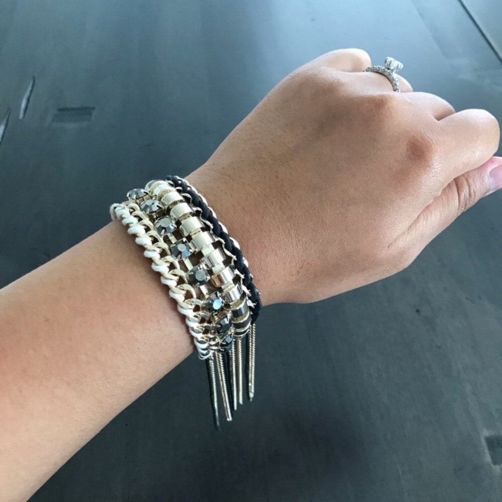 EXPRESS Tassel Chain Bracelet Gold/Black